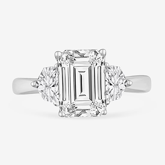 (G-H / Si1-Si2) Womens 3 3/4 CT. T.W. Lab Grown White Diamond 14K Gold 3-Stone Engagement Ring