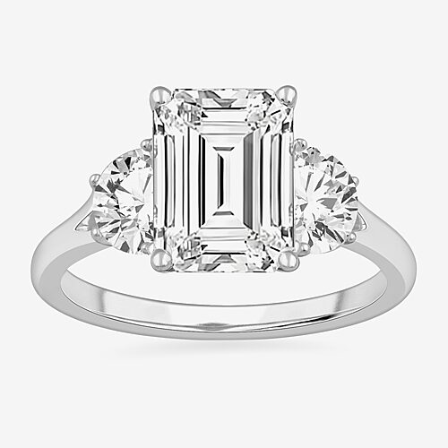 (G-H / Si1-Si2) Womens 3 3/4 CT. T.W. Lab Grown White Diamond 14K Gold 3-Stone Engagement Ring, 8, White