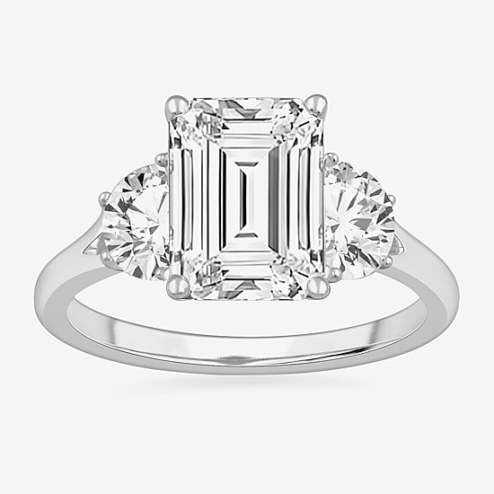 (G-H / Si1-Si2) Womens 3 3/4 CT. T.W. Lab Grown White Diamond 14K Gold 3-Stone Engagement Ring
