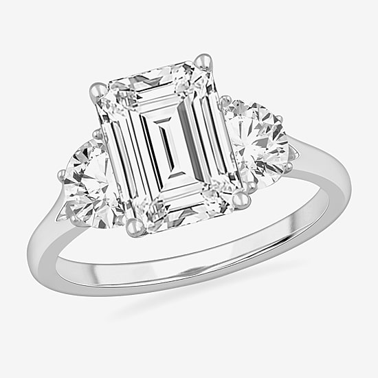 (G-H / Si1-Si2) Womens 3 3/4 CT. T.W. Lab Grown White Diamond 14K Gold 3-Stone Engagement Ring