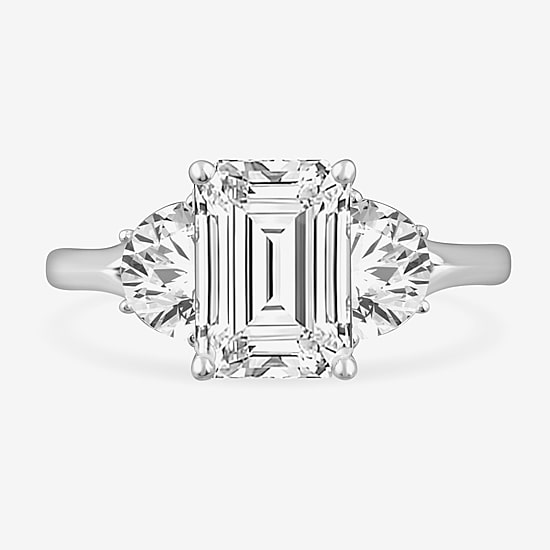 (G-H / Si1-Si2) Womens 3 3/4 CT. T.W. Lab Grown White Diamond 14K Gold 3-Stone Engagement Ring