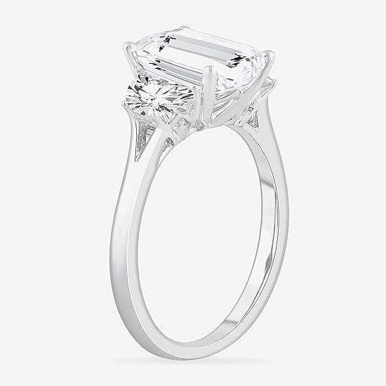 (G-H / Si1-Si2) Womens 3 3/4 CT. T.W. Lab Grown White Diamond 14K Gold 3-Stone Engagement Ring