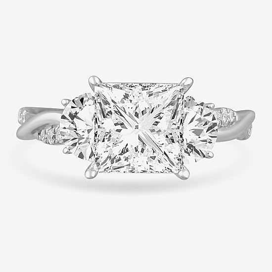 (G-H / Si1-Si2) Womens 3 3/4 CT. T.W. Lab Grown White Diamond 14K Gold 3-Stone Engagement Ring