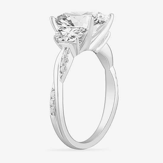 (G-H / Si1-Si2) Womens 3 3/4 CT. T.W. Lab Grown White Diamond 14K Gold 3-Stone Engagement Ring