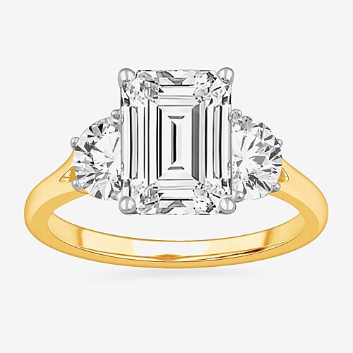 Modern Bride (g-h / Si1-si2) Womens 3 3/4 Ct. T.w. Lab Grown White Diamond 14k Gold 3-stone Engagement Ring In Yellow