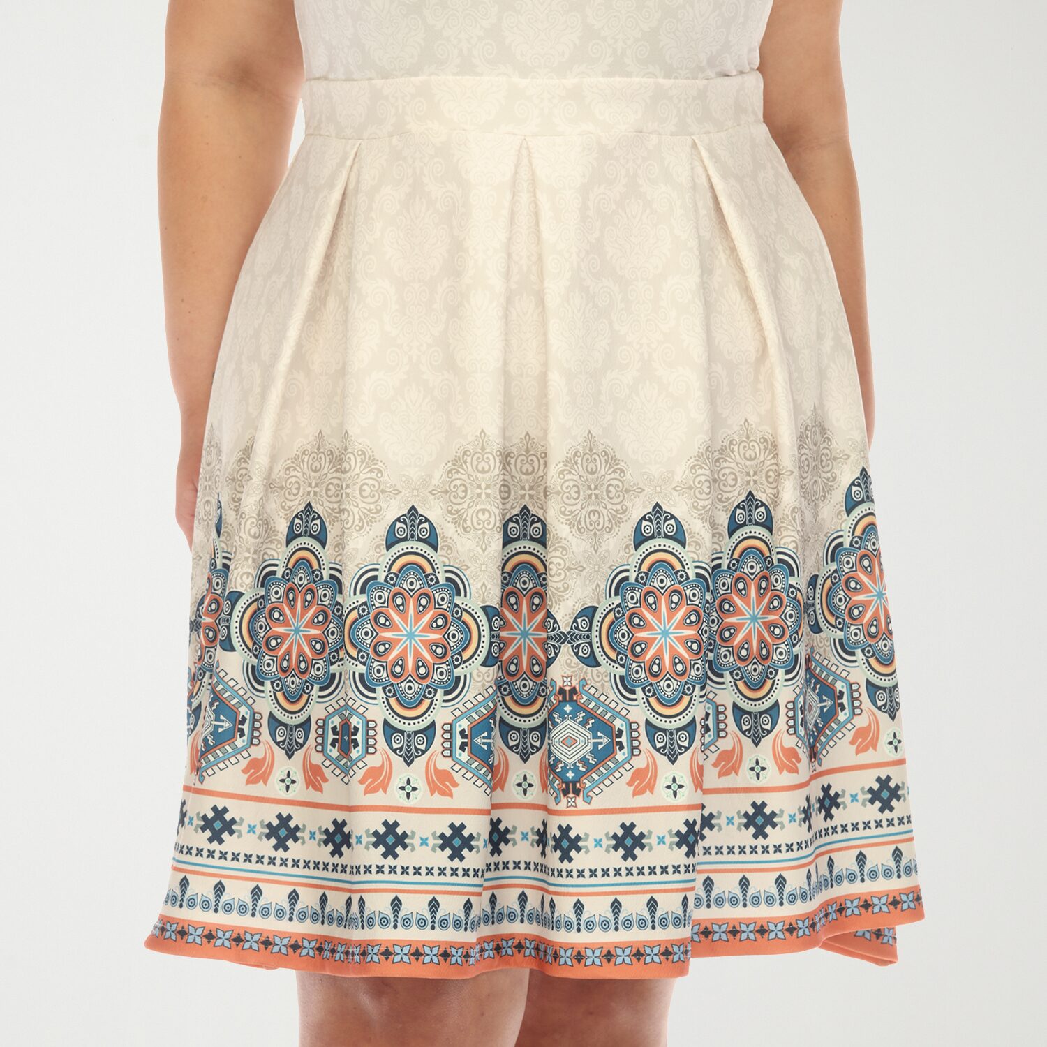 White Mark Womens Plus Crew Neck Sleeveless Paisley Fit + Flare Dress