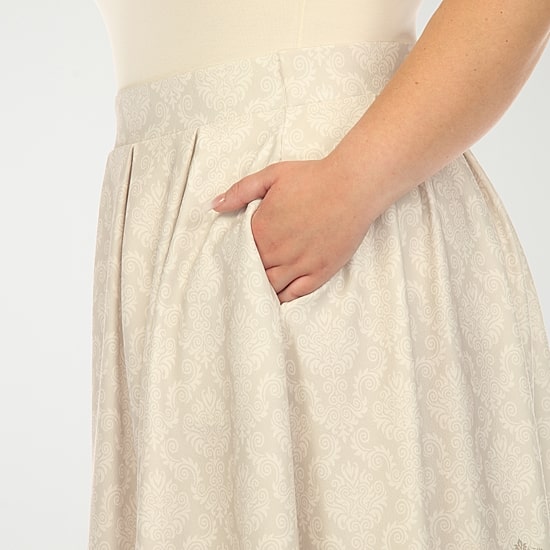 White Mark Womens Plus Adjustable Features Midi Pleated Skirt