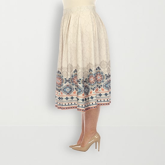White Mark Womens Plus Adjustable Features Midi Pleated Skirt