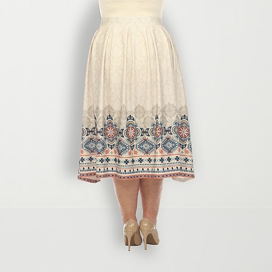 White Mark Womens Plus Adjustable Features Midi Pleated Skirt