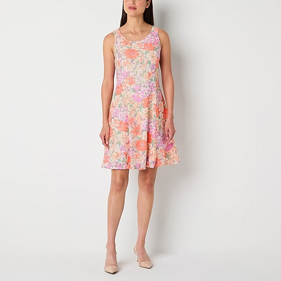 Perceptions Womens Lace Floral Jacket Dress