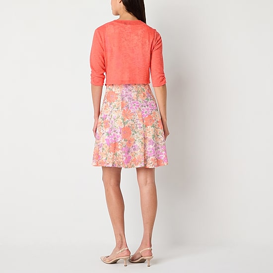 Perceptions Womens Lace Floral Jacket Dress