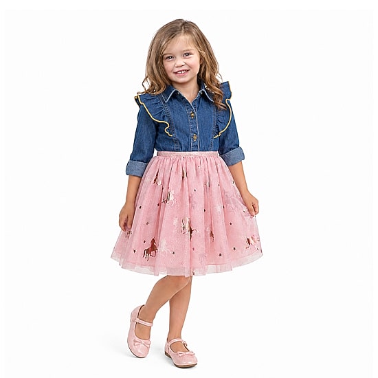 Lilt Toddler Girls Long Sleeve A-Line Dress