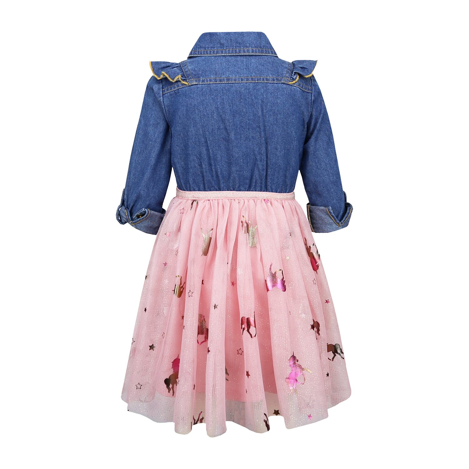 Lilt Toddler Girls Belted Long Sleeve Roll A-Line Dress