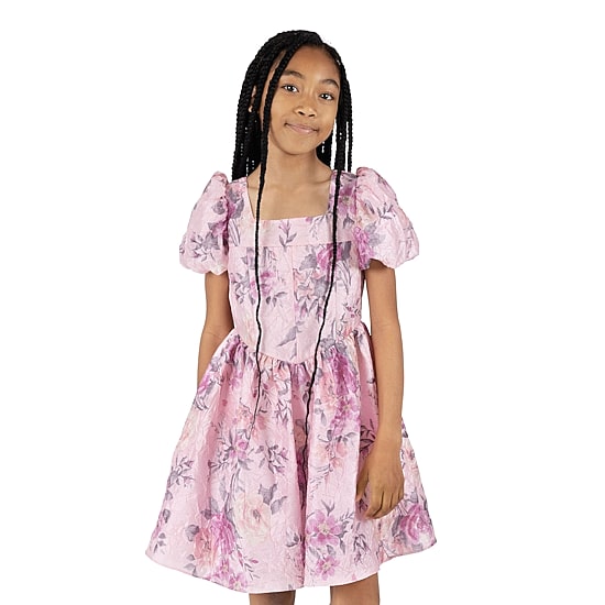 Rare Editions Big Kid Girls Short Sleeve Puffed A-Line Dress