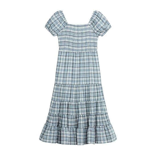 Byer California Girls Plus Puffed Short Sleeve Plaid Maxi Dress