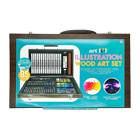 Art 101 Multimedia Illustration 85 Piece Wood Art Set Featuring Illy Markers