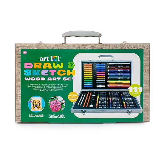 Art 101 Drawing, Sketching, and Doodling 111 Piece Wood Art Set