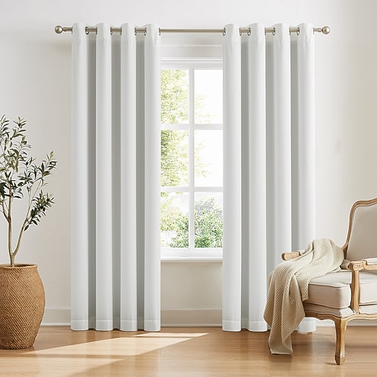 TRU-BARRIER Thermalbarrier Thermal Snap In Liner Grommet Top Room Darkening Set of 2 Curtain Panel