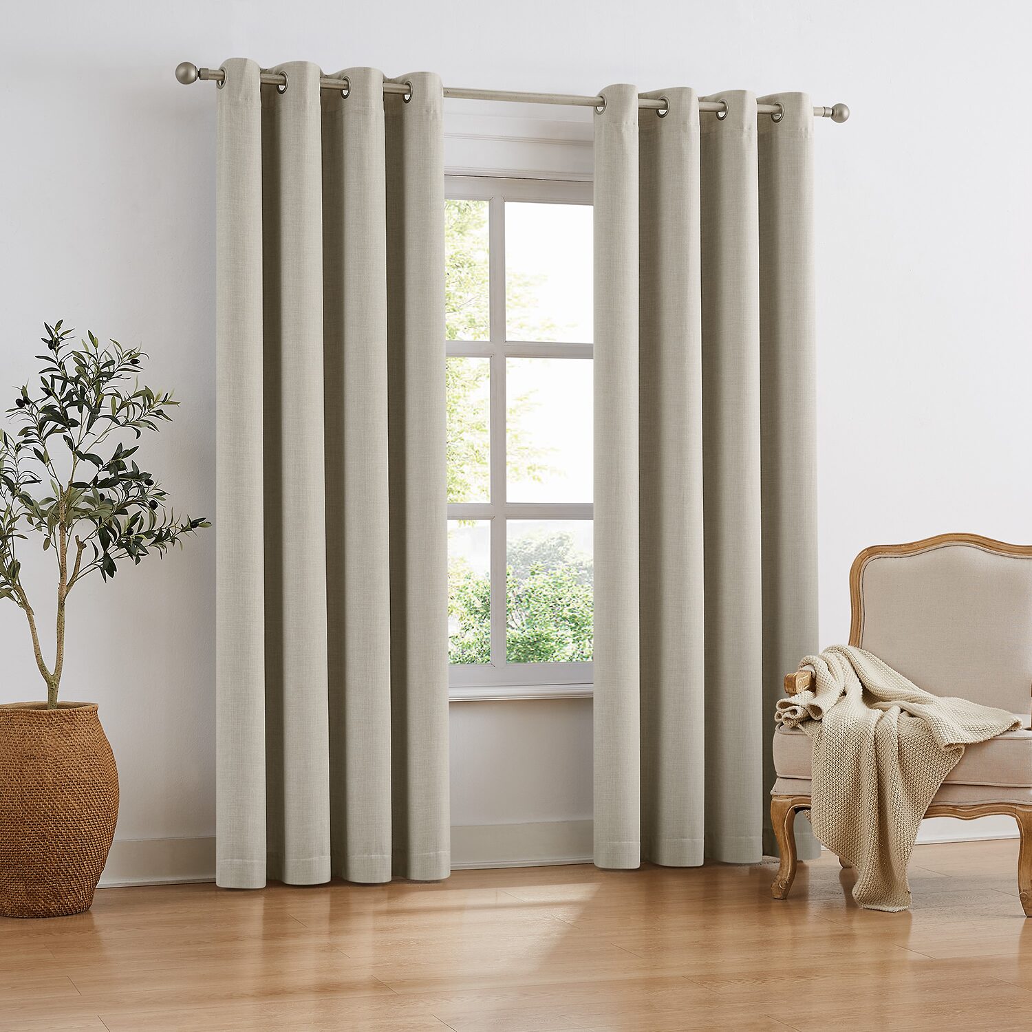 TRU-BARRIER Thermalbarrier Thermal Snap Liner Grommet Top Room Darkening Set of 2 Curtain Panel