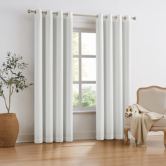 TRU-BARRIER Thermalbarrier Thermal Snap In Liner Grommet Top Room Darkening Set of 2 Curtain Panel