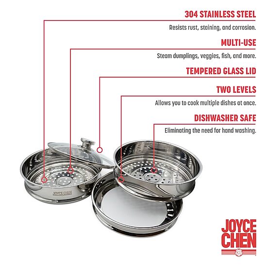 Joyce Chen 2-pc. Stainless Steel Dishwasher Safe Steamer Inserts