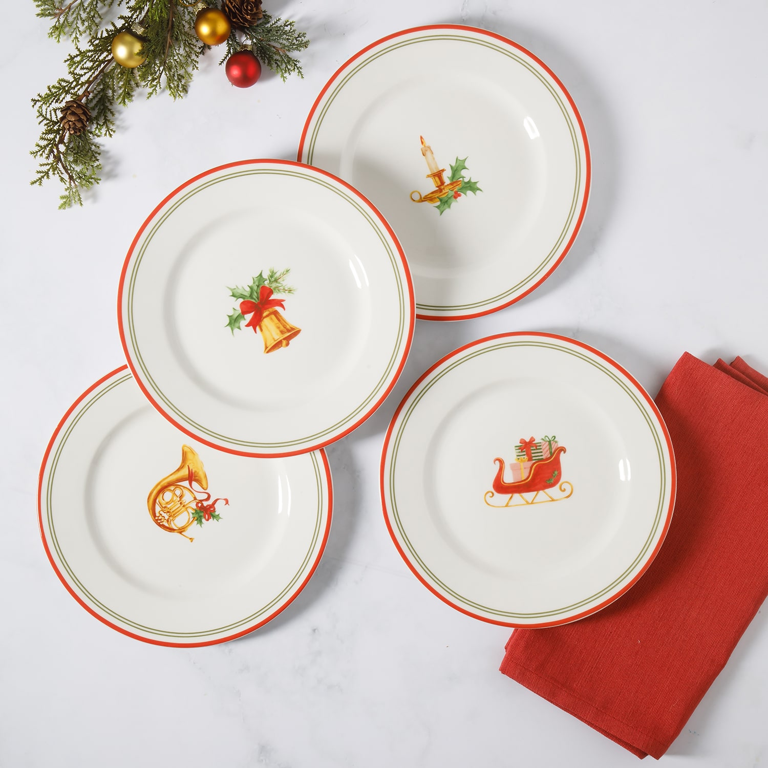 Martha Stewart Manor Rimmed 4-pc. Dessert Plate