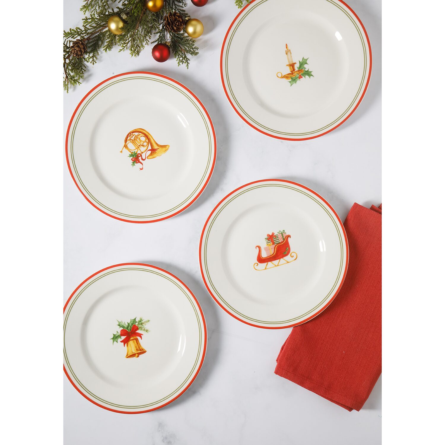 Martha Stewart Manor Rimmed 4-pc. Dessert Plate