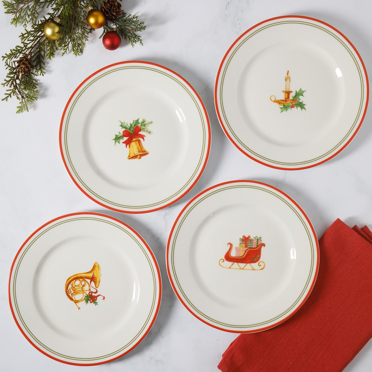 Martha Stewart Manor Rimmed 4-pc. Dessert Plate
