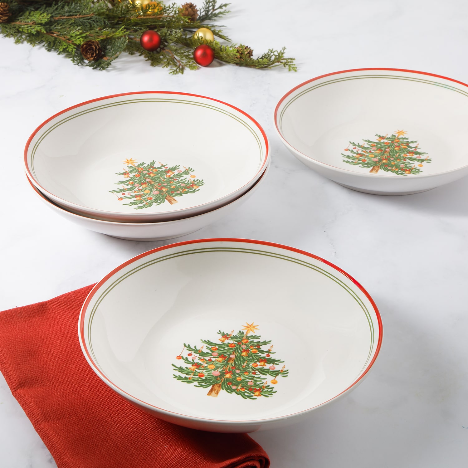 Martha Stewart Manor Rimmed 4-pc. Dinner Bowl Set