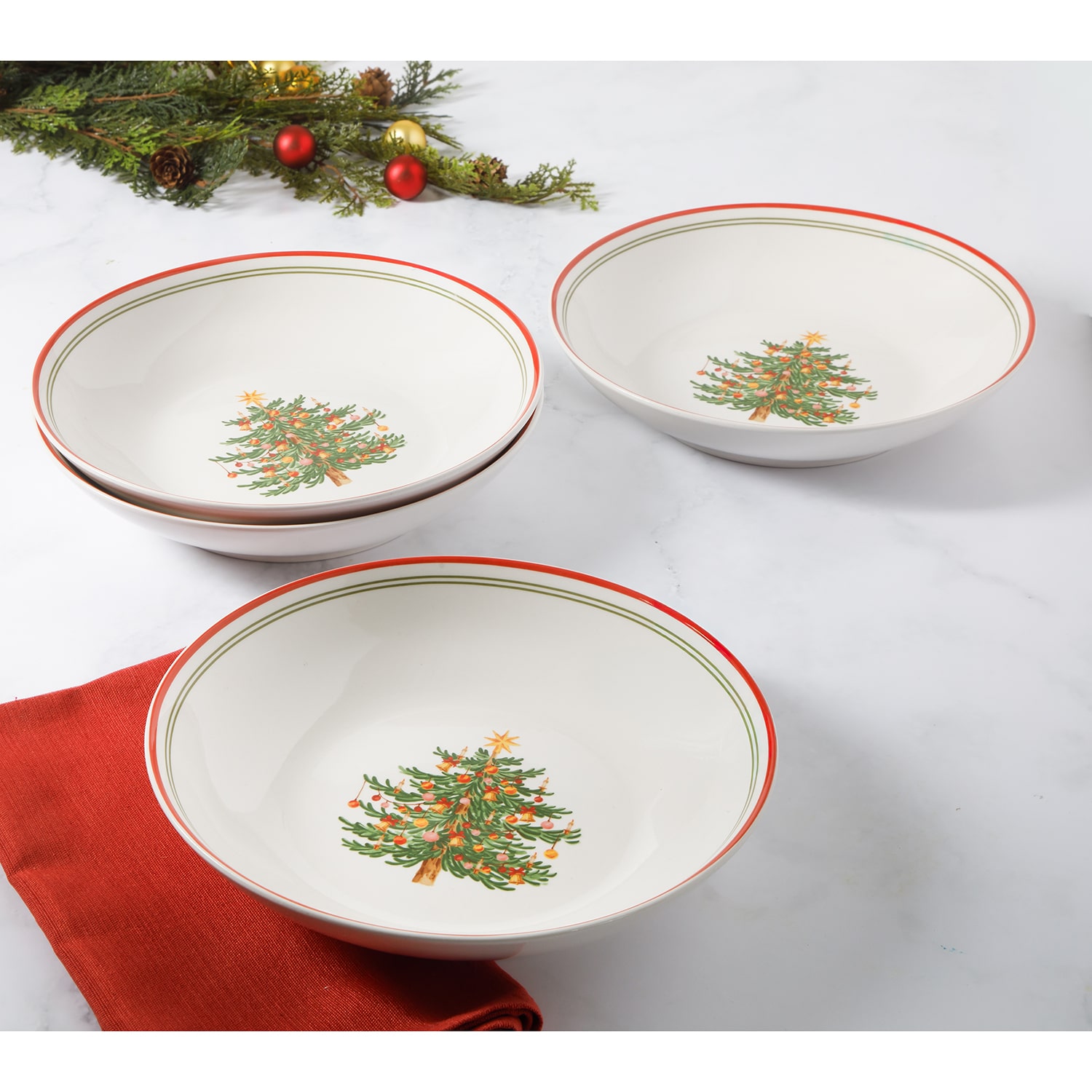 Martha Stewart Manor Rimmed 4-pc. Dinner Bowl Set