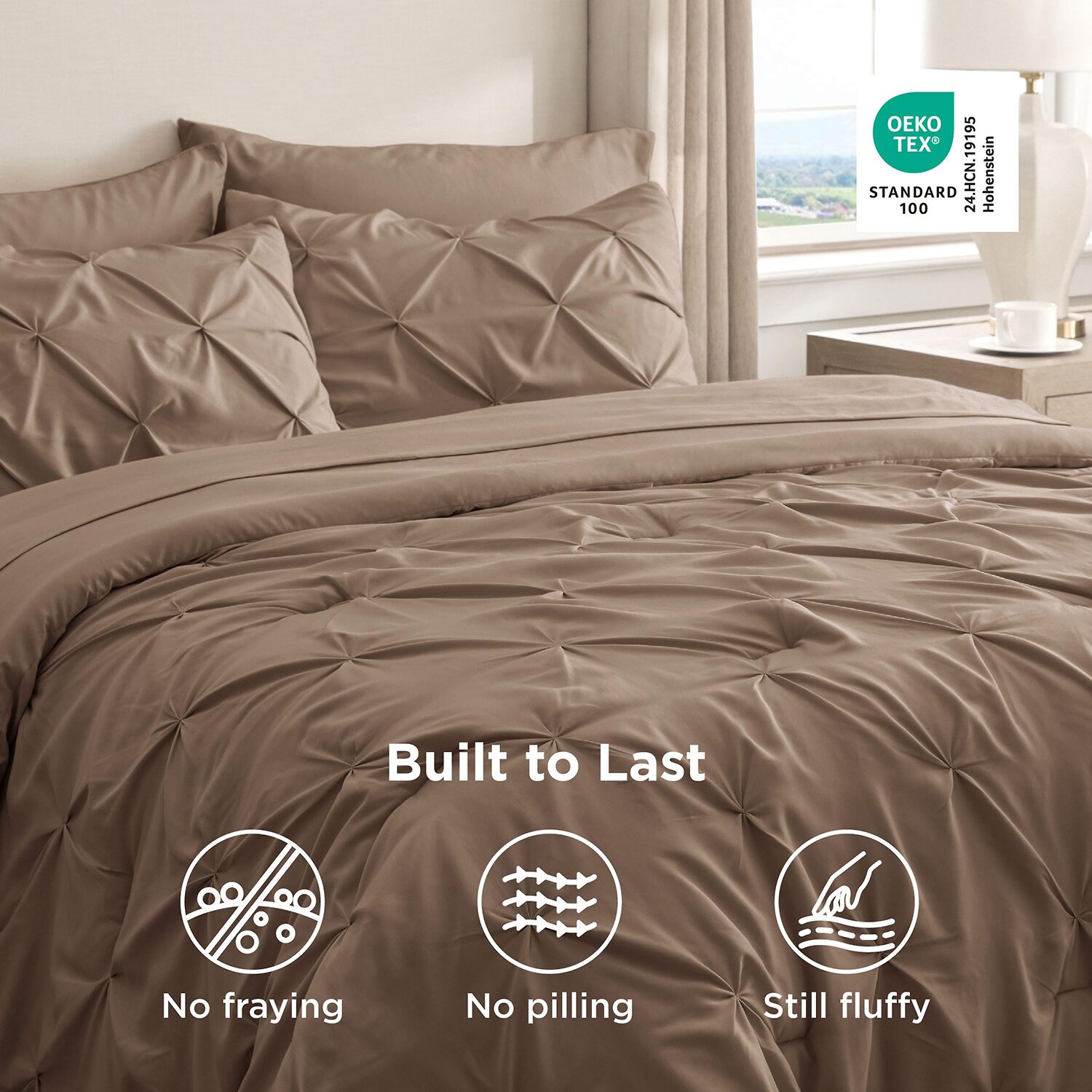 Bedsure® Bedding Sets With Sheets-Solid Pintuck Comforter Set