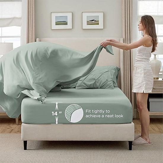Bedsure® Bedding Sets With Sheets-Solid Pintuck Comforter Set