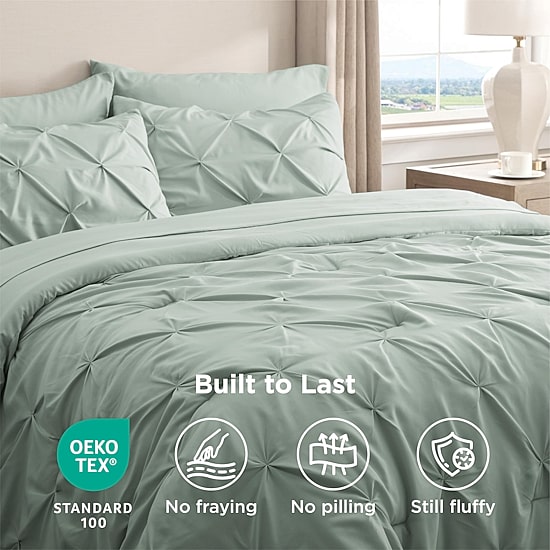 Bedsure® Bedding Sets With Sheets-Solid Pintuck Comforter Set
