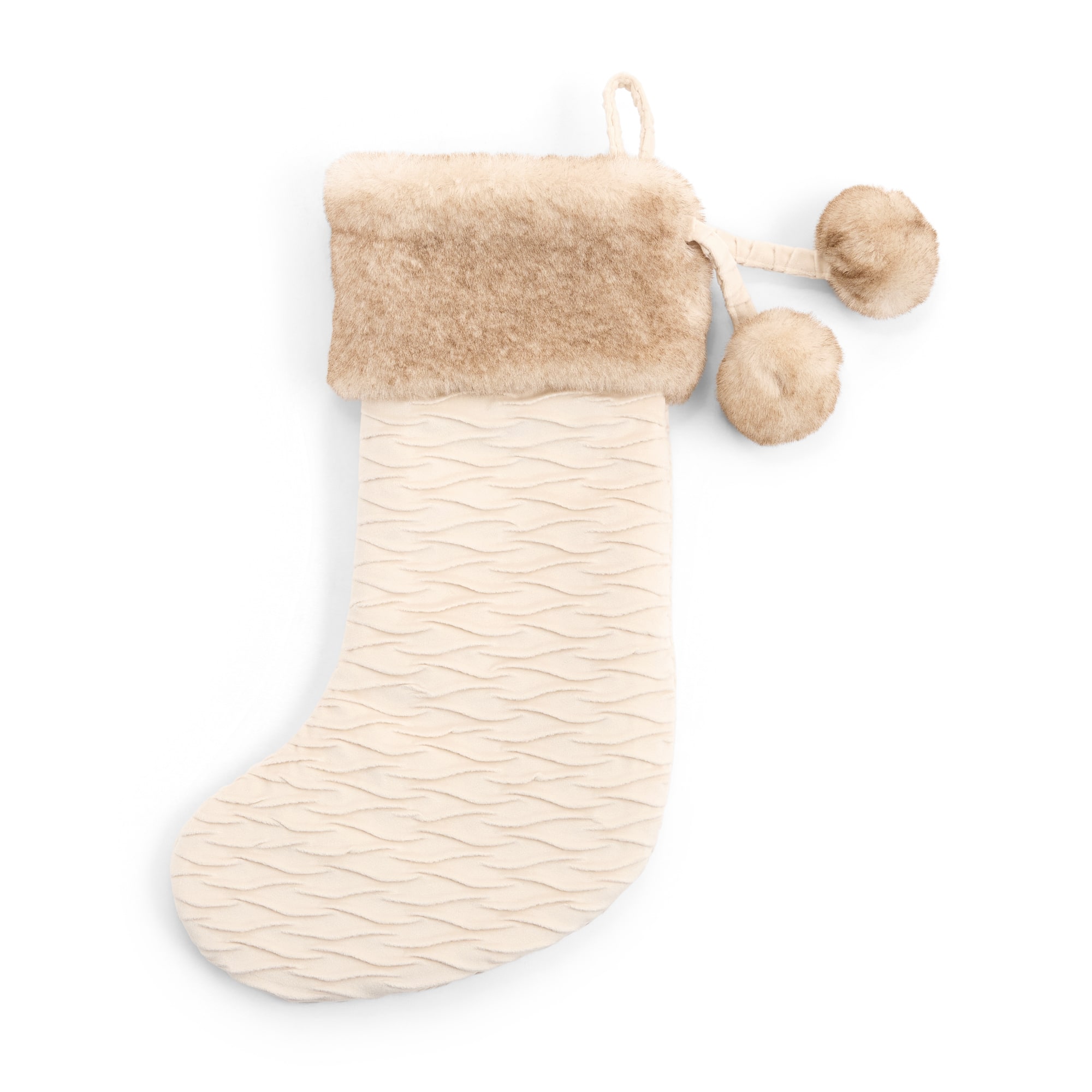 North Pole Trading Co. White Velvet Fur Stocking Christmas Stocking