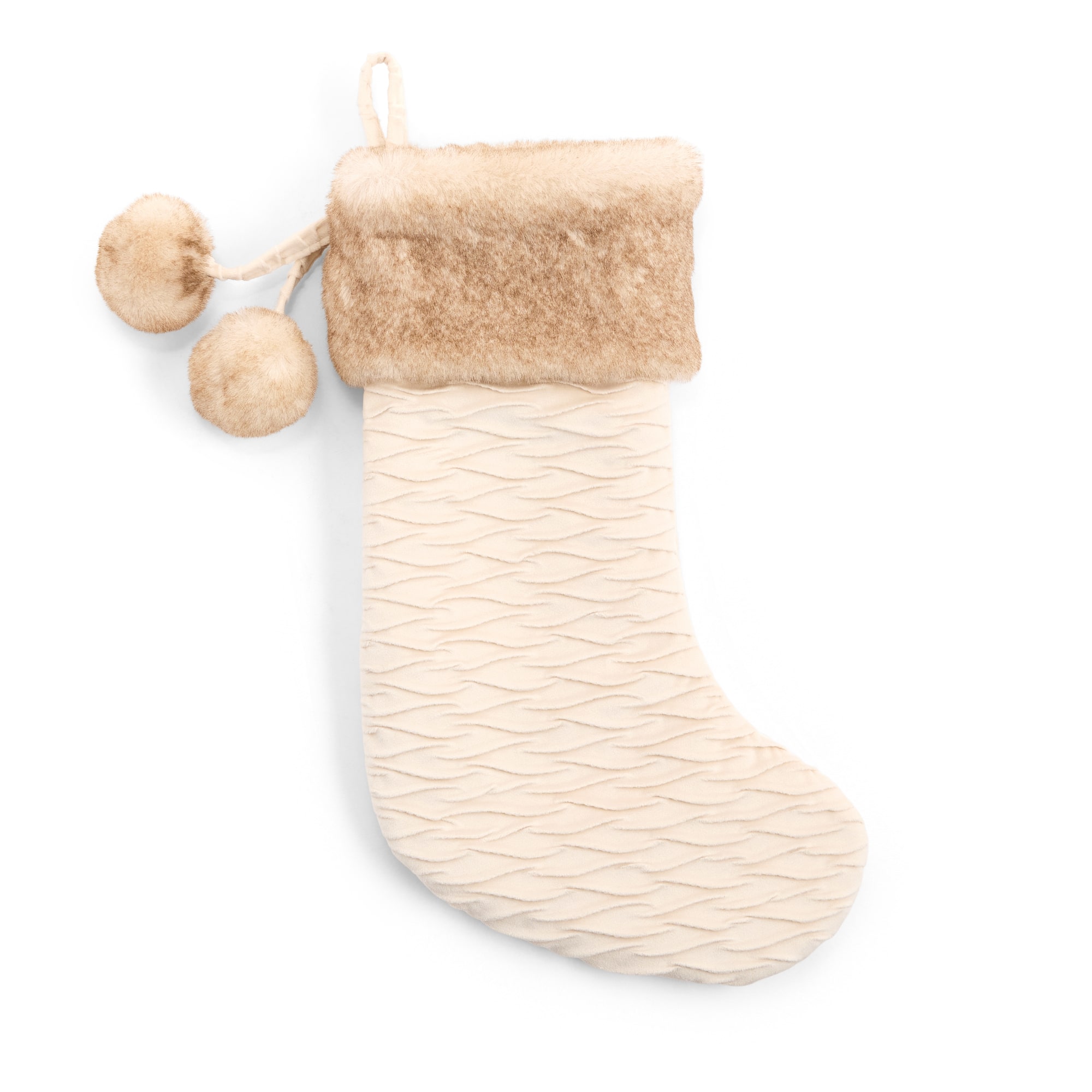 North Pole Trading Co. White Velvet Fur Stocking Christmas Stocking
