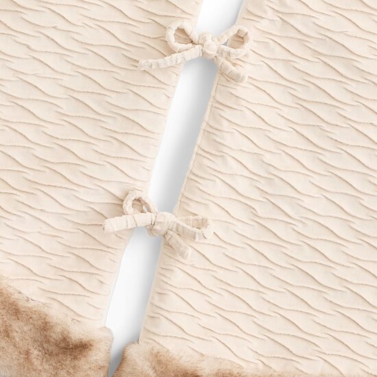 North Pole Trading Co. White Pleated Velvet Fur Indoor Tree Skirt