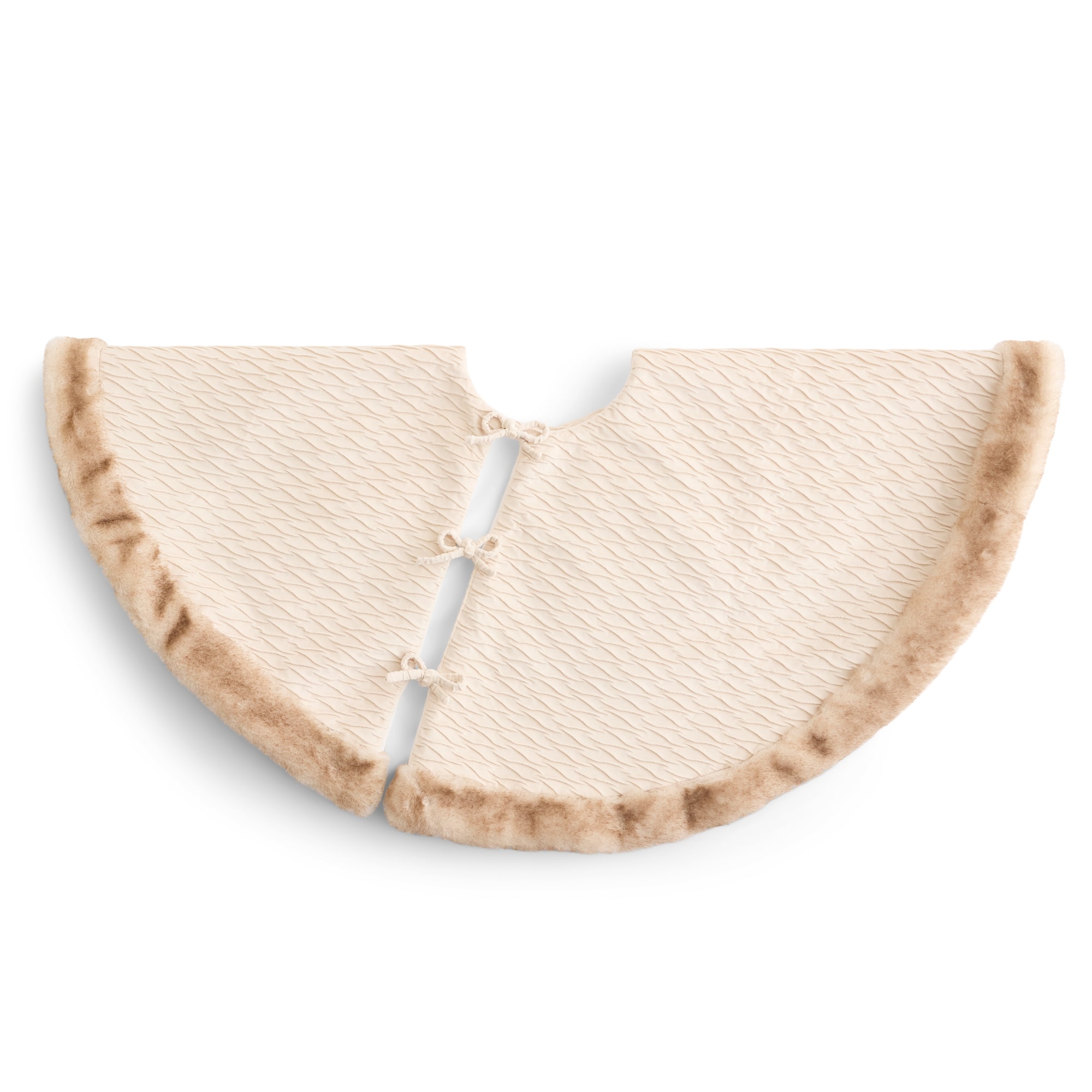 North Pole Trading Co. White Pleated Velvet Fur Indoor Tree Skirt