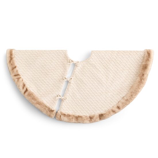 North Pole Trading Co. White Pleated Velvet Fur Indoor Tree Skirt