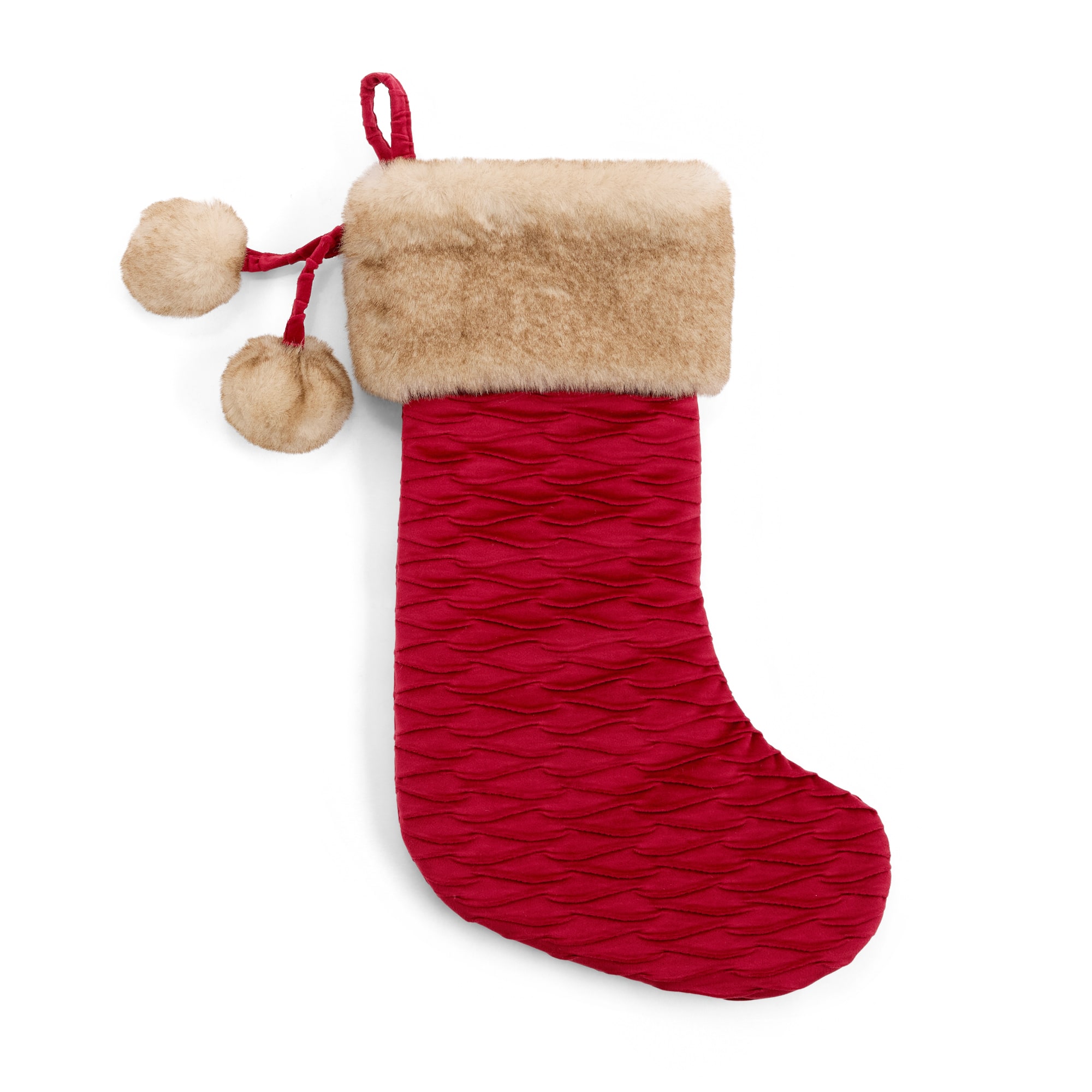 North Pole Trading Co. Red Velvet Fur Stocking Christmas Stocking