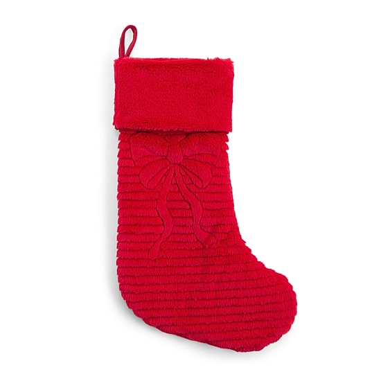 North Pole Trading Co. Bow Fur Christmas Stocking