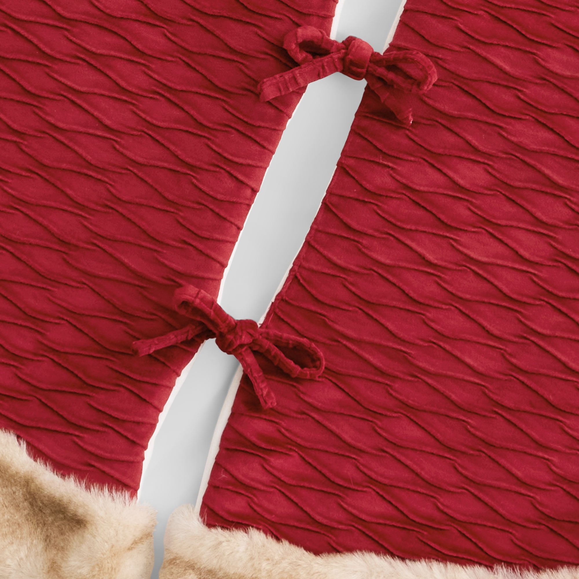 North Pole Trading Co. Red Pleated Velvet Fur Indoor Tree Skirt