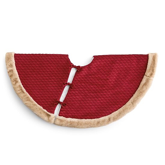 North Pole Trading Co. Red Pleated Velvet Fur Indoor Tree Skirt