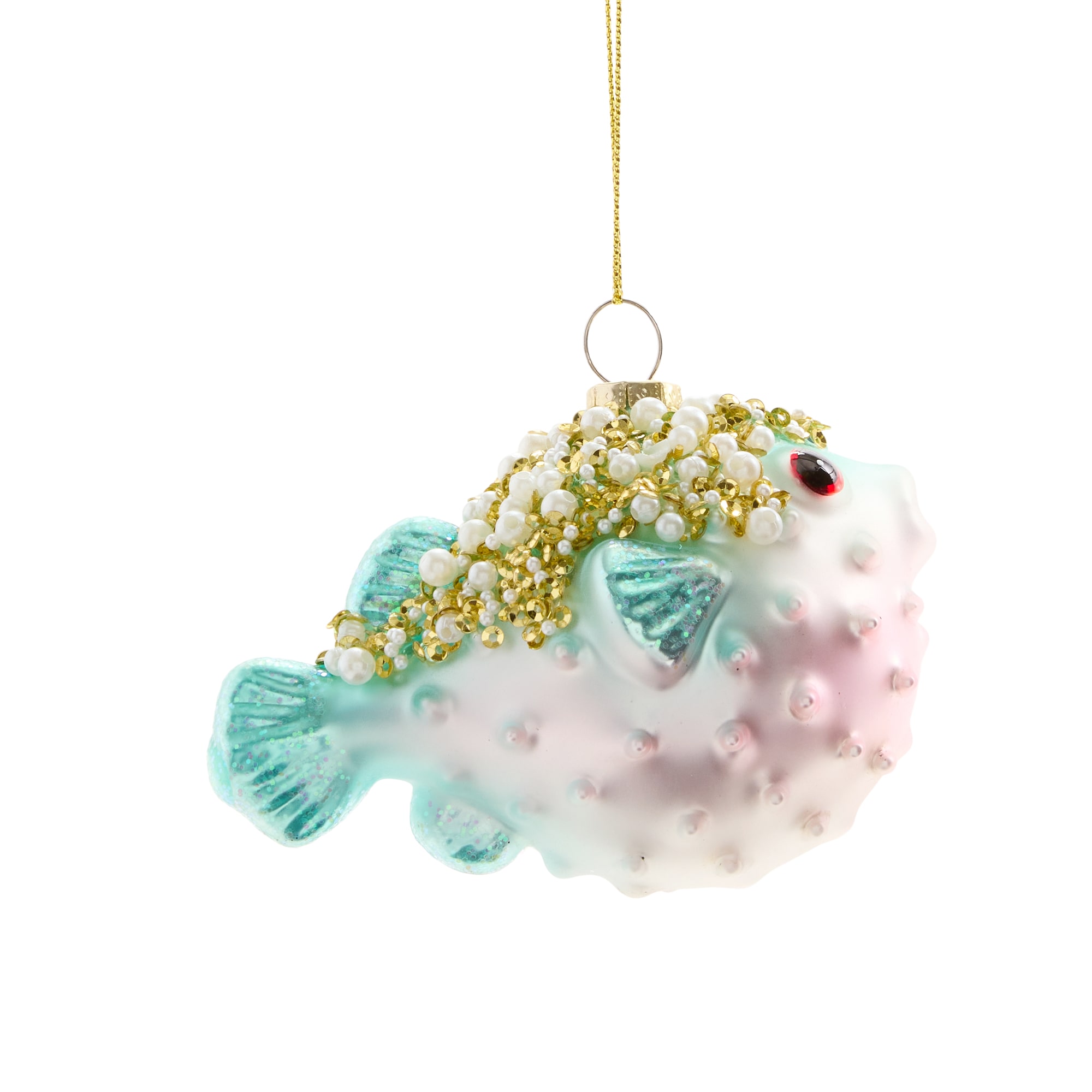 North Pole Trading Co. Pink Blowfish Christmas Ornament