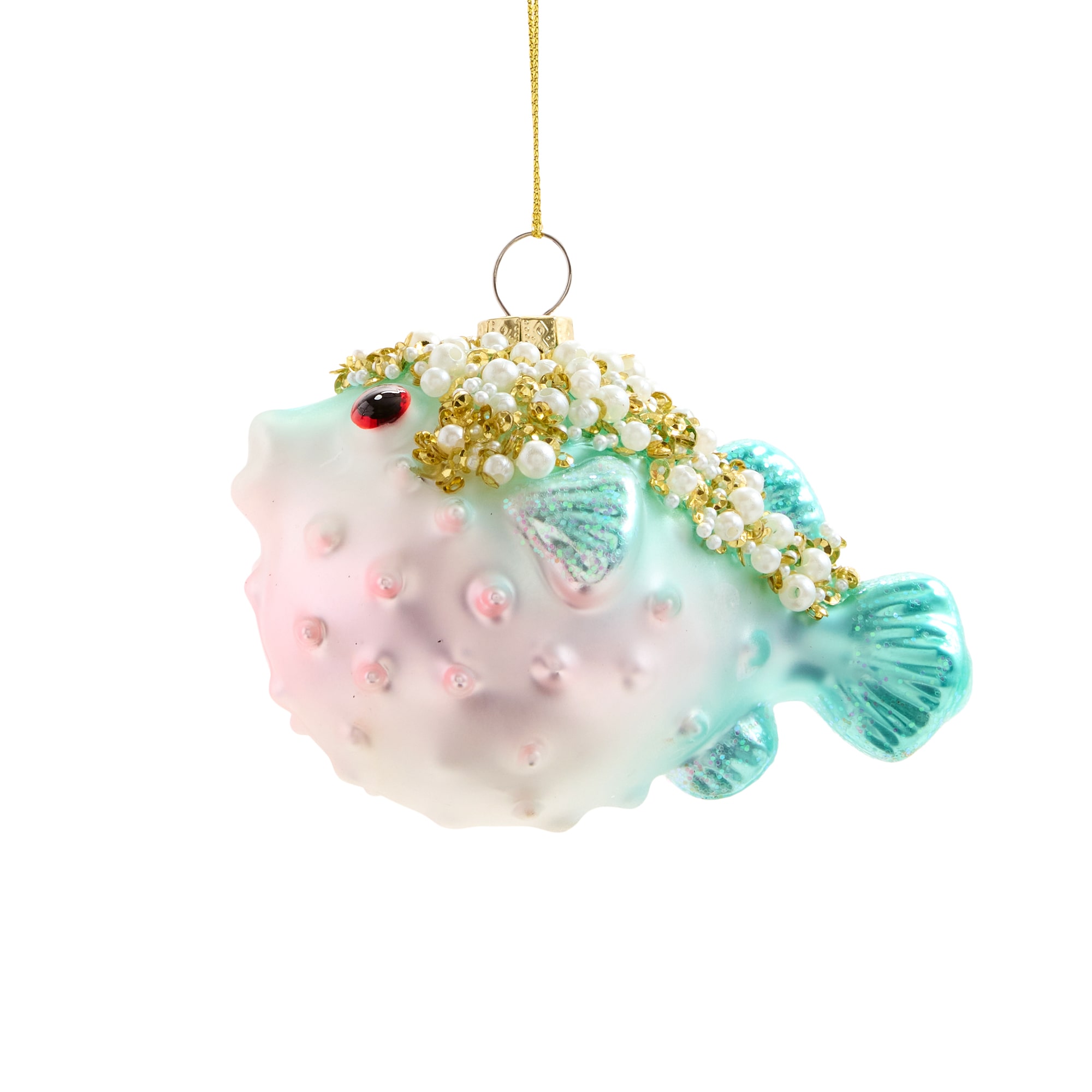North Pole Trading Co. Pink Blowfish Christmas Ornament