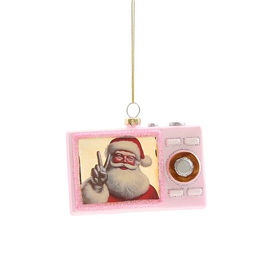 North Pole Trading Co. Glass Camera Christmas Ornament