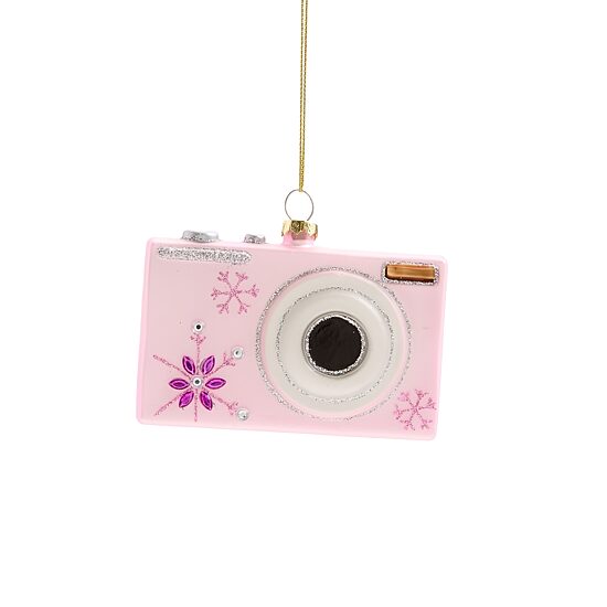 North Pole Trading Co. Glass Camera Christmas Ornament