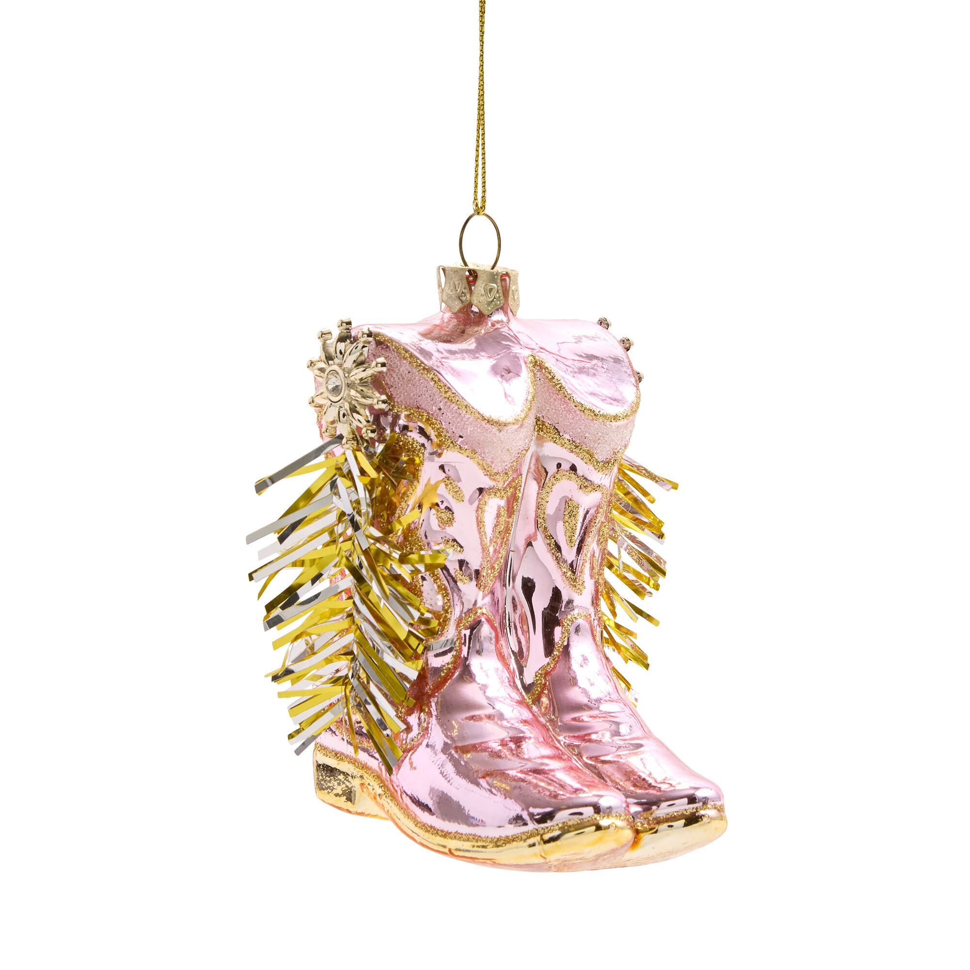 North Pole Trading Co. Pink Boots Christmas Ornament