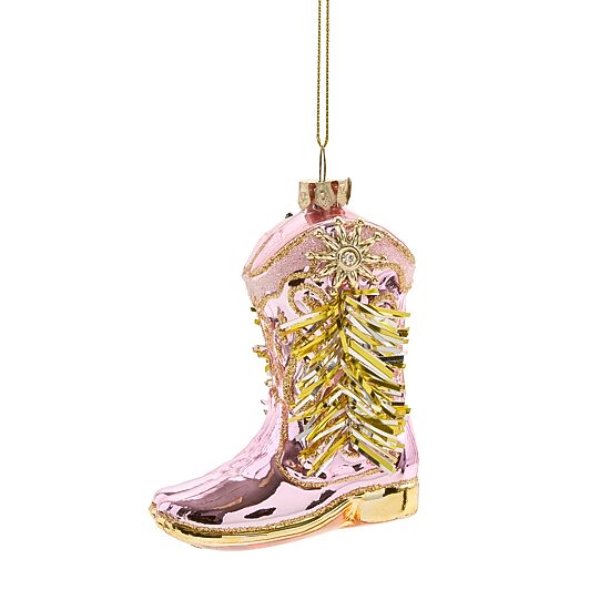 North Pole Trading Co. Pink Boots Christmas Ornament