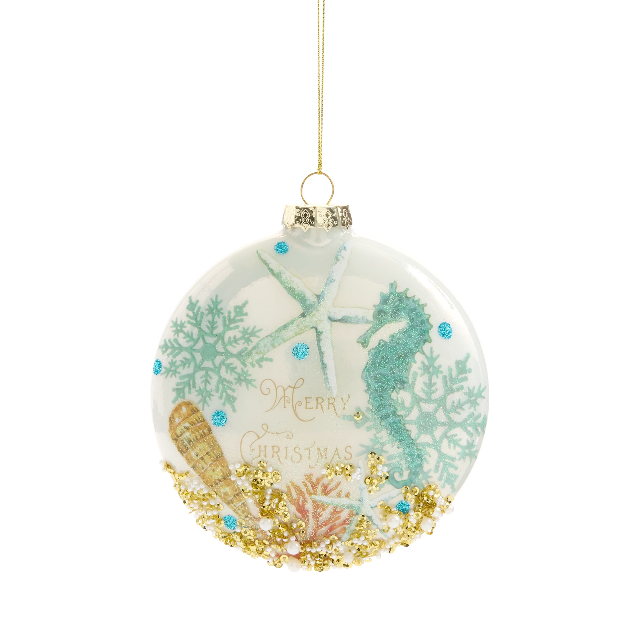 North Pole Trading Co. Merry Christmas Sand Dollar Christmas Ornament