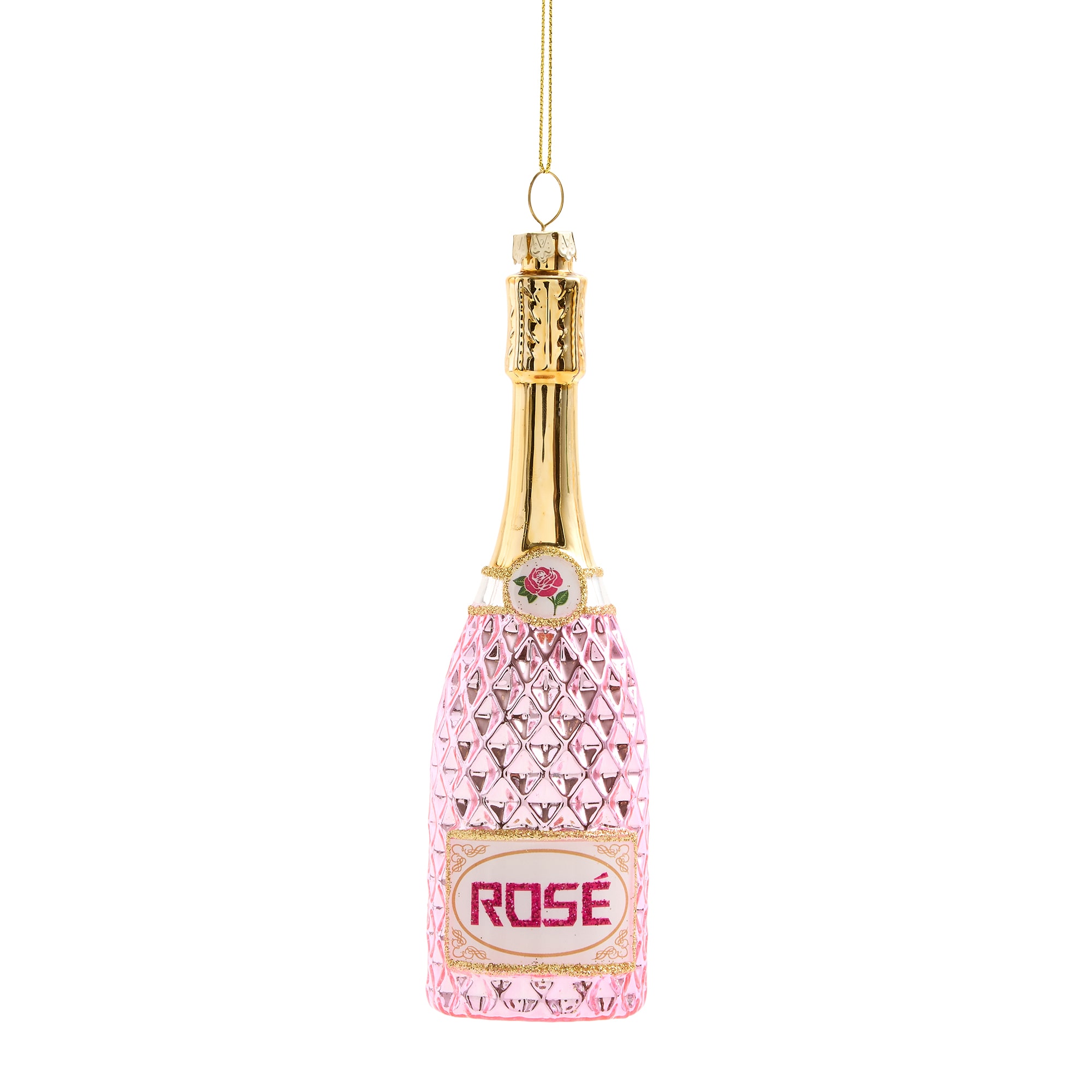 North Pole Trading Co. Glass Rose Christmas Ornament